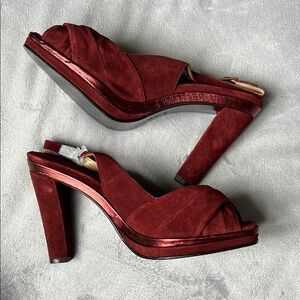 MICHAEL Michael Kors Burgundy Suede Platform Heels